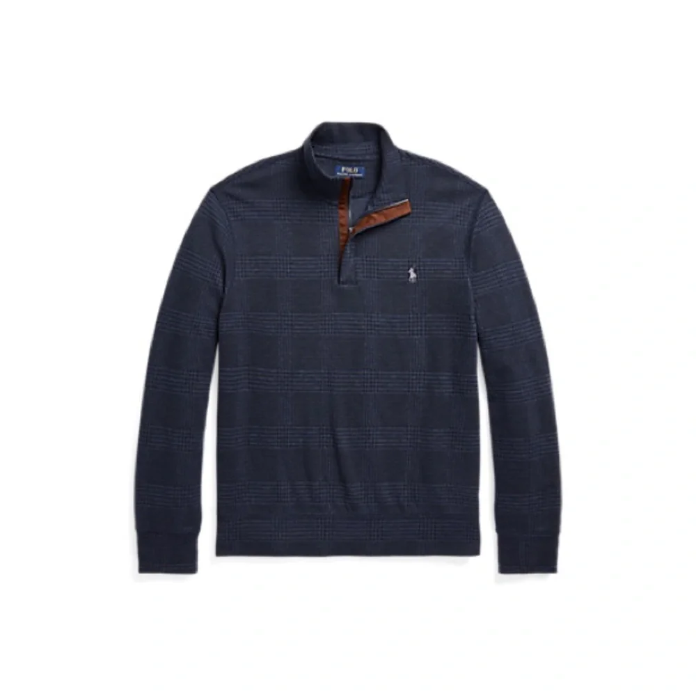 Polo Ralph Lauren Luxury Jersey Quarter-zip Pullover XXL Navy Herringbone GUC